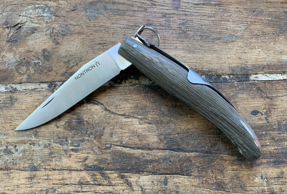 Exclusive Nontron Soldier's Knife with handle made of machine-gunned wood
